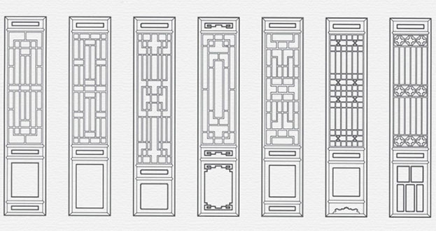 余杭常用中式仿古花窗图案隔断设计图